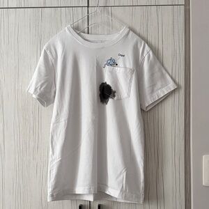 Ginger White Short Sleeve T-shirt with Cartoon Design